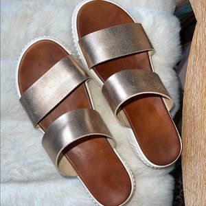 MIA gold sandals with slight platform